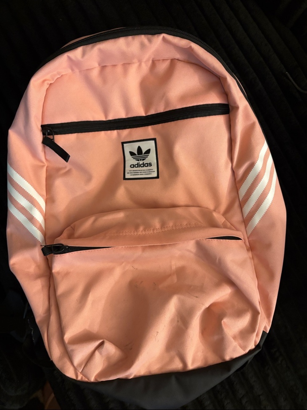 adidas Pink Backpack with White Stripe Accents